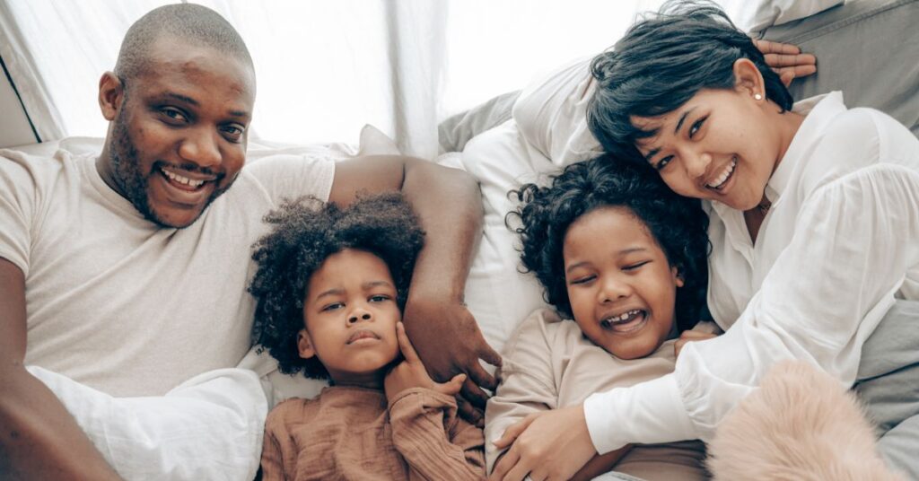 family relaxing at home health coverage